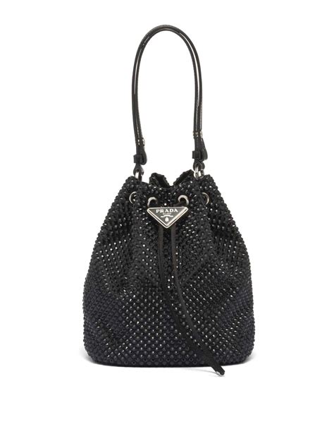 prada mini crystal bucket bag|Prada satin bucket mini bag.